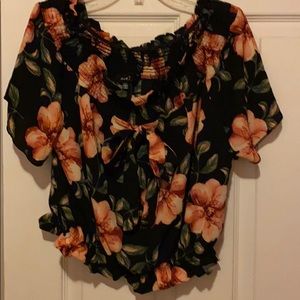Off the shoulder floral crop top